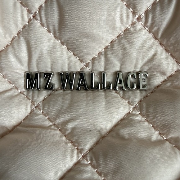 MZ Wallace Quilted Mica Cosmetic Makeup Toiletry Pouch Bag Case Light Pink New - Picture 2 of 10